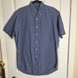 Ralph Lauren Classic Fit Plaid Button Down Short Sleeve Shirt Men's Medium
